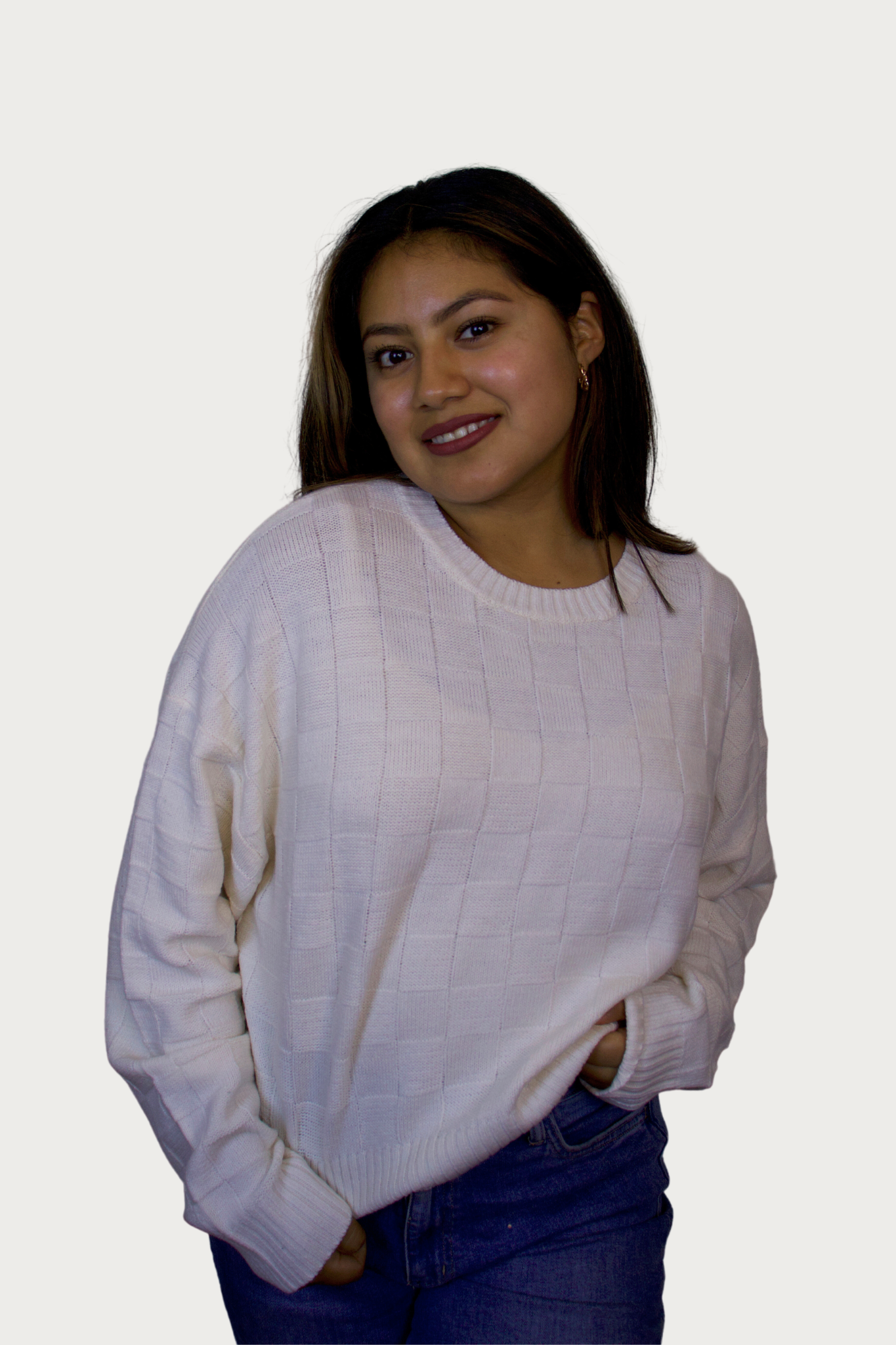 Checkered Knit Sweater