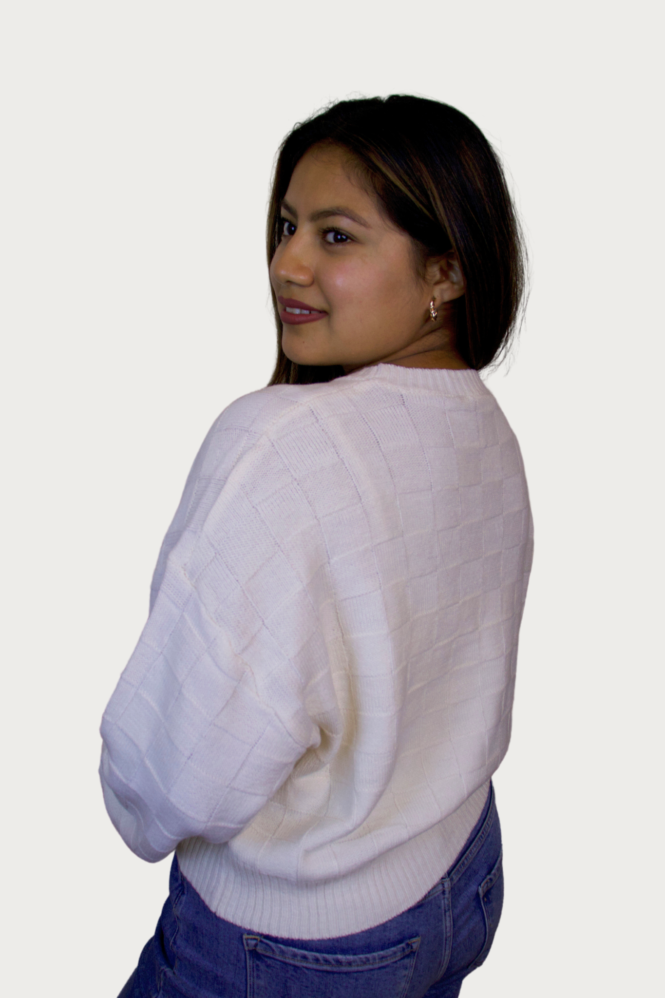 Checkered Knit Sweater