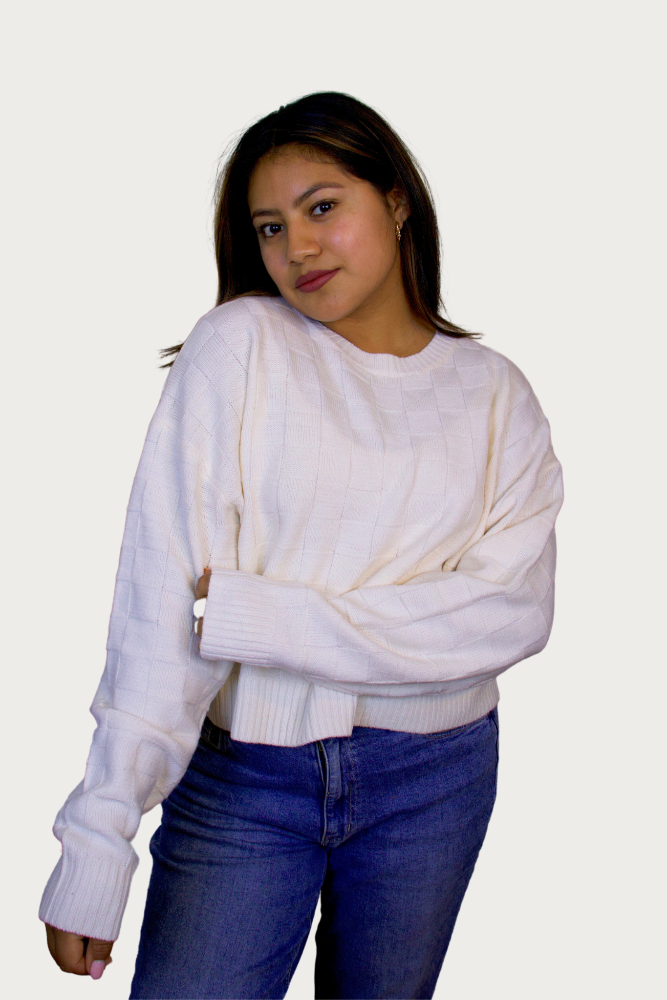 Checkered Knit Sweater