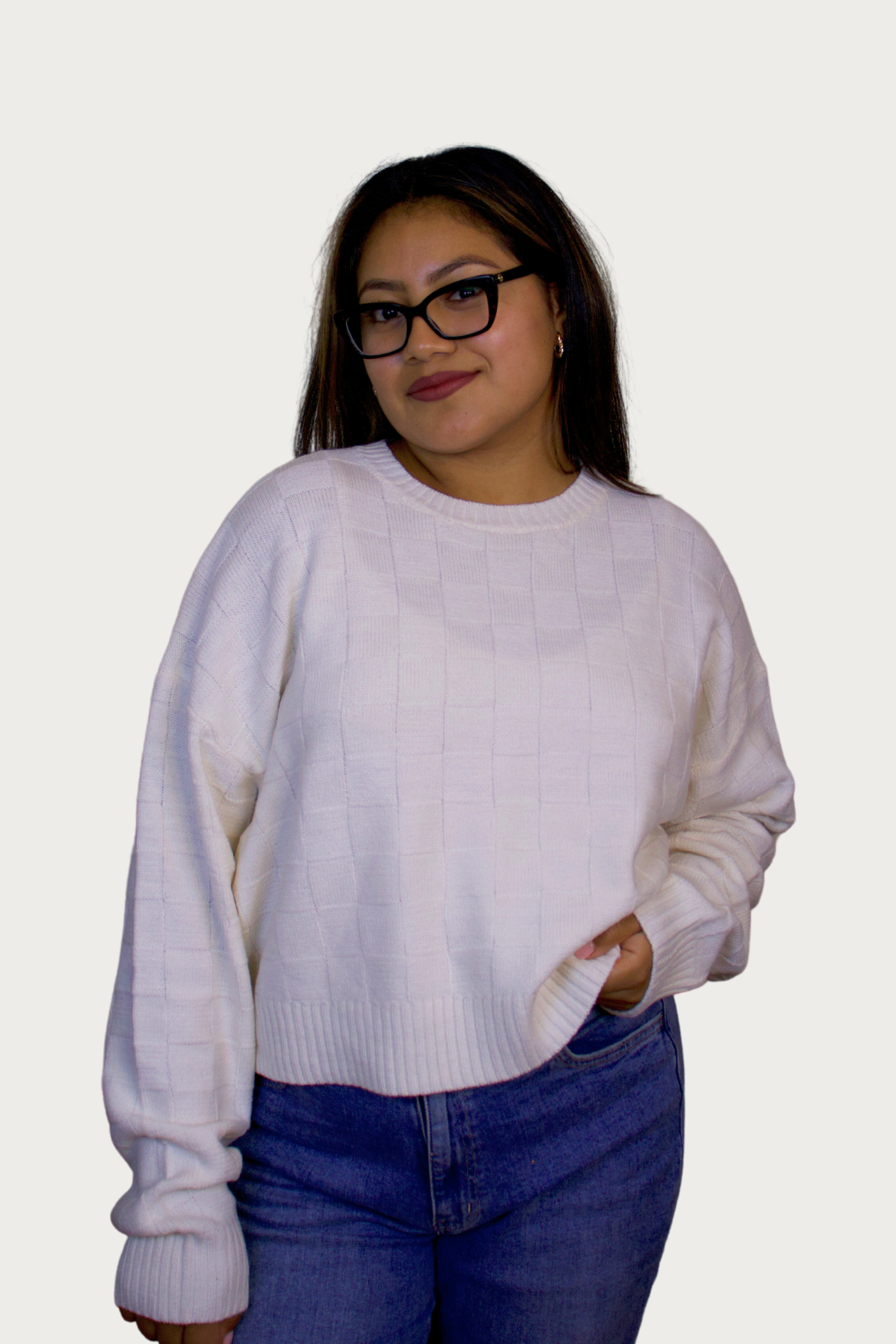 Checkered Knit Sweater