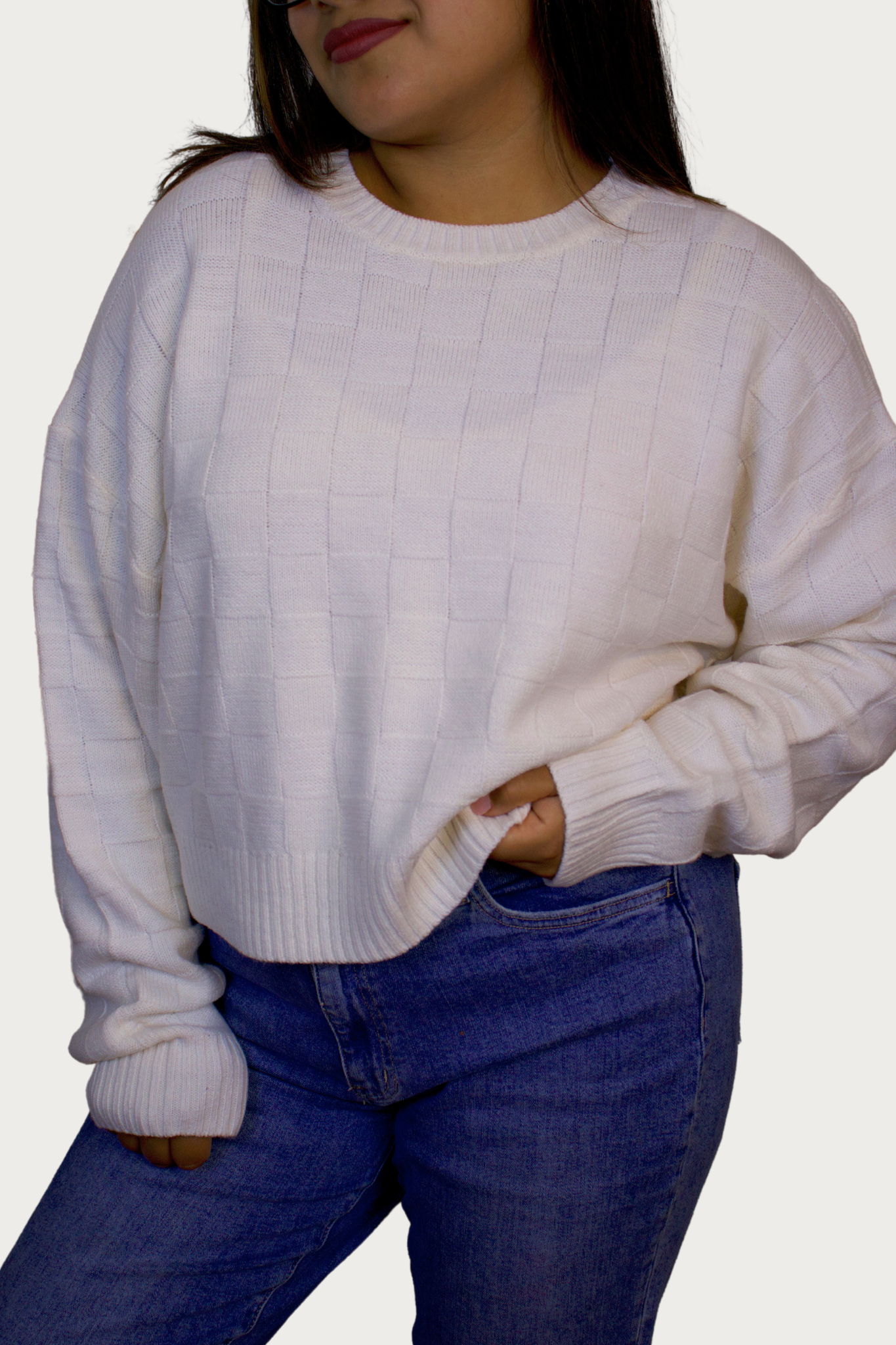 Checkered Knit Sweater