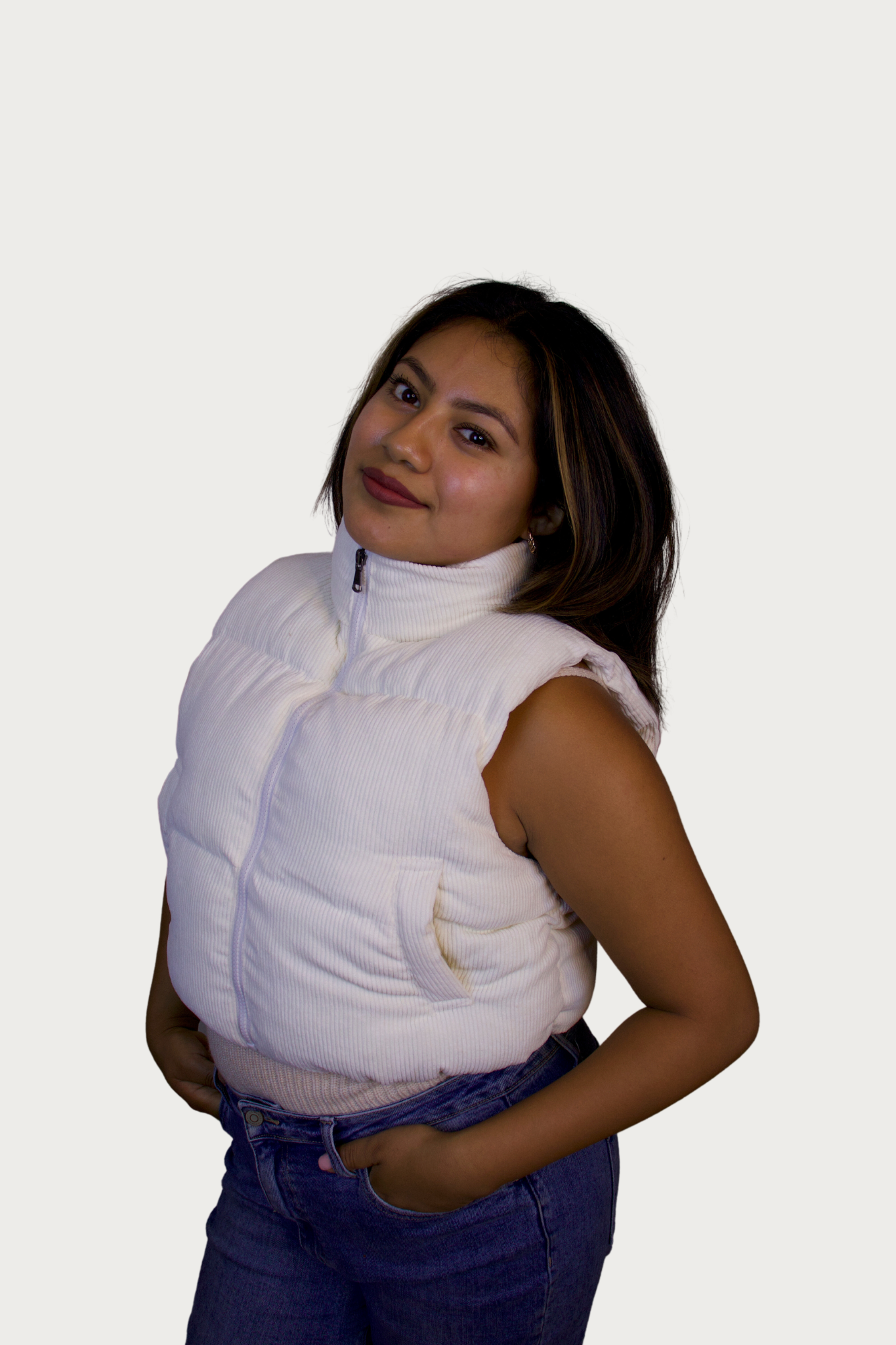 Sweet Cream Ribbed Puffer Vest