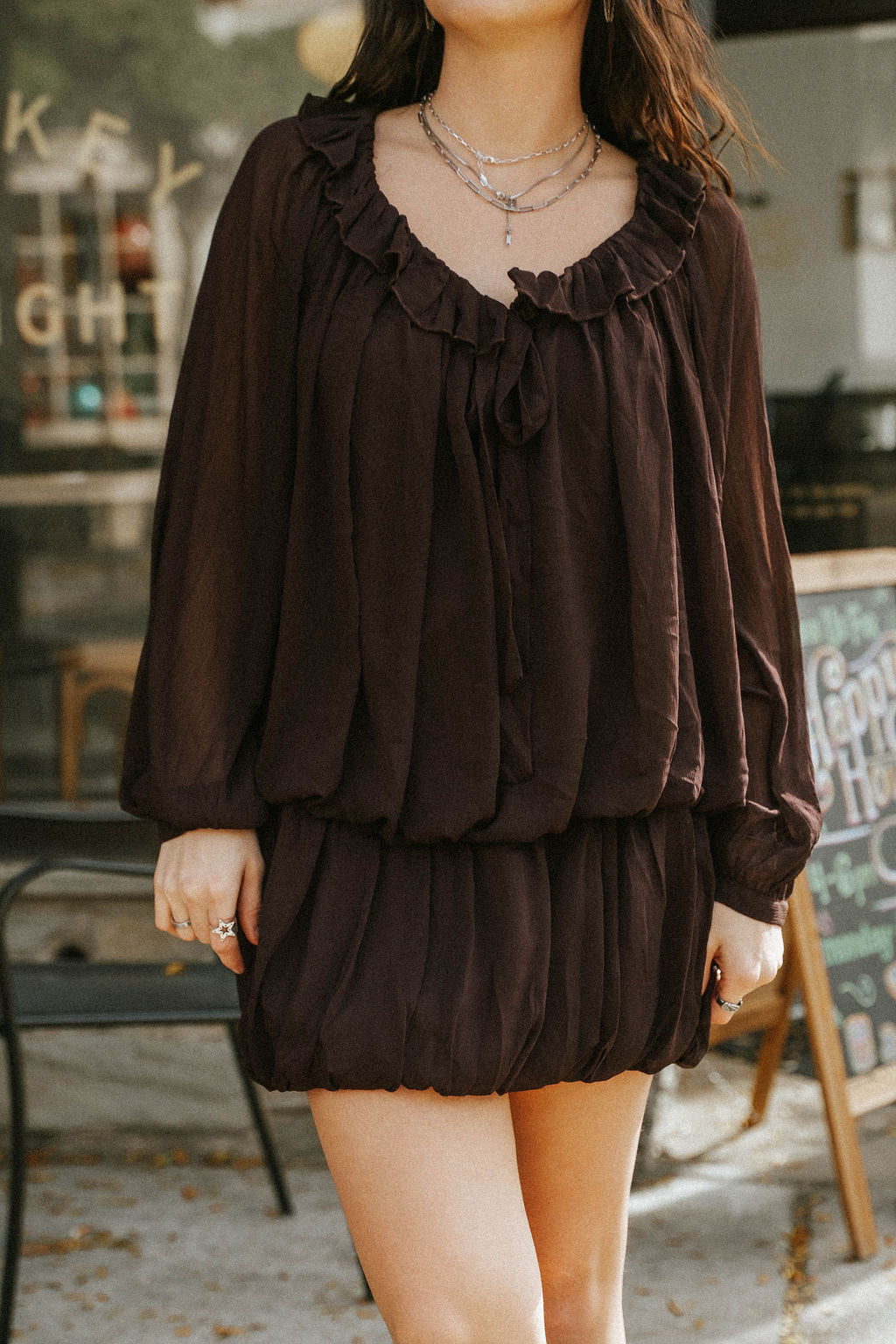 espresso mini dress Espresso Mesh Mini Dress  standout glam look for special occasions