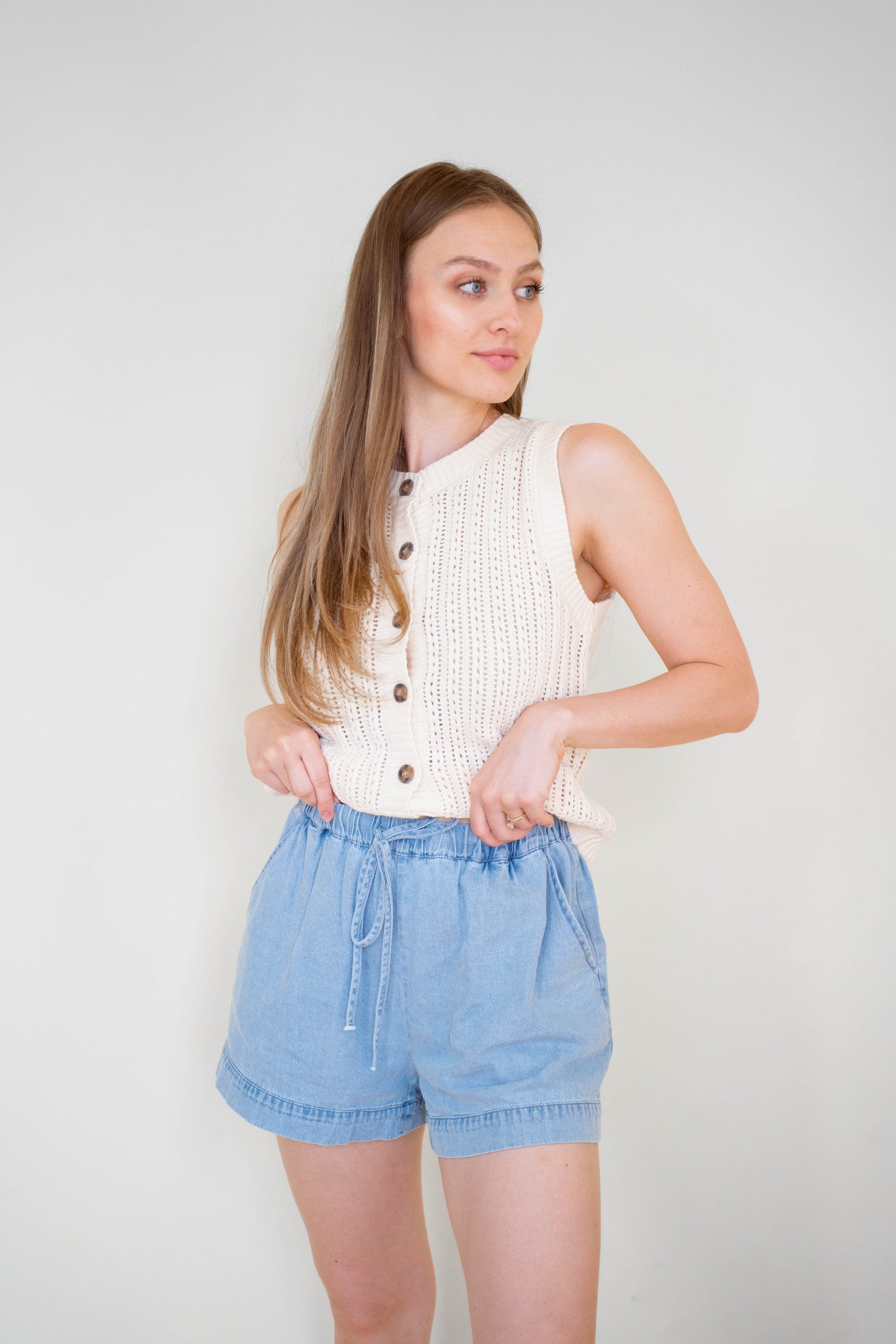 Crotchet Button Vest Top