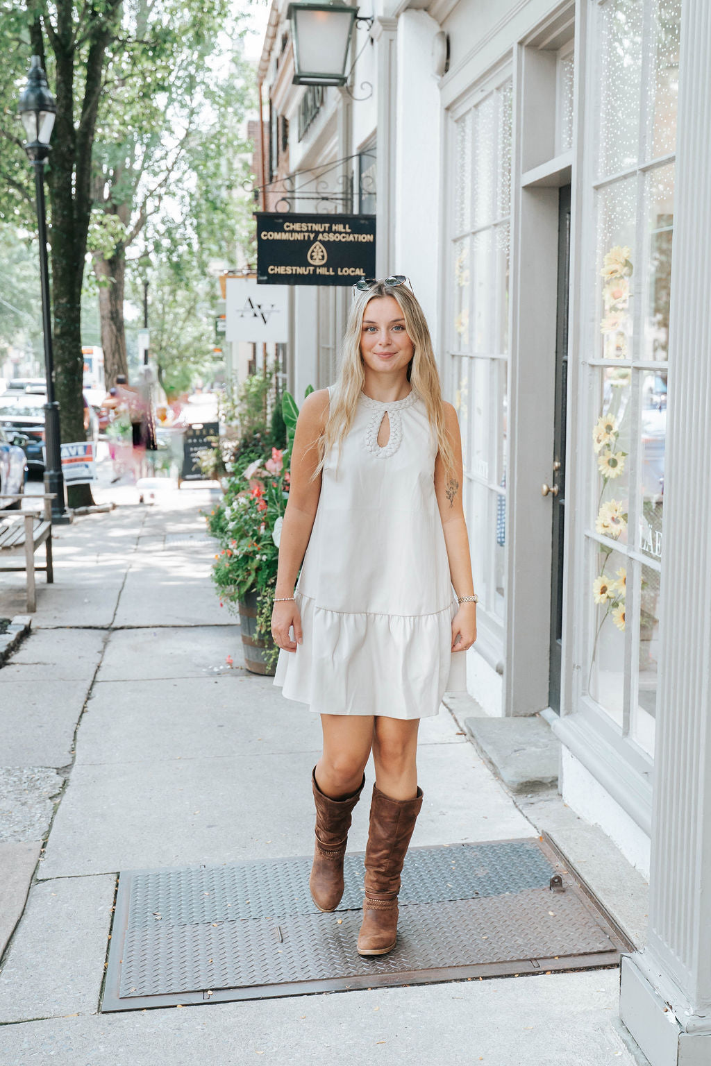 Stone Faux Leather Braided Sleeveless Mini Dress