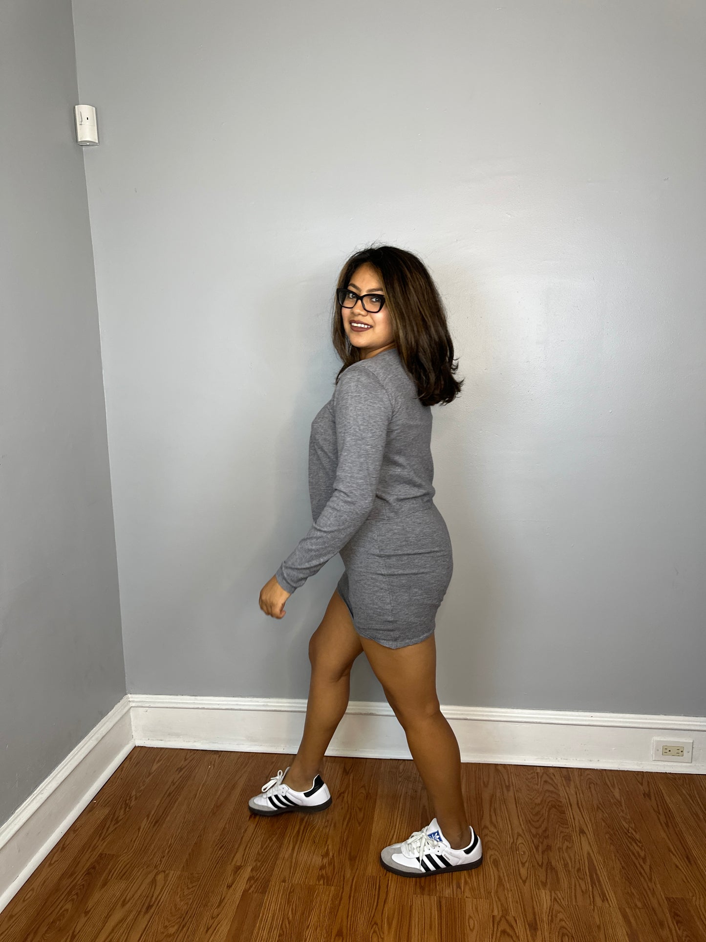 Grey Cardigan Dress Set