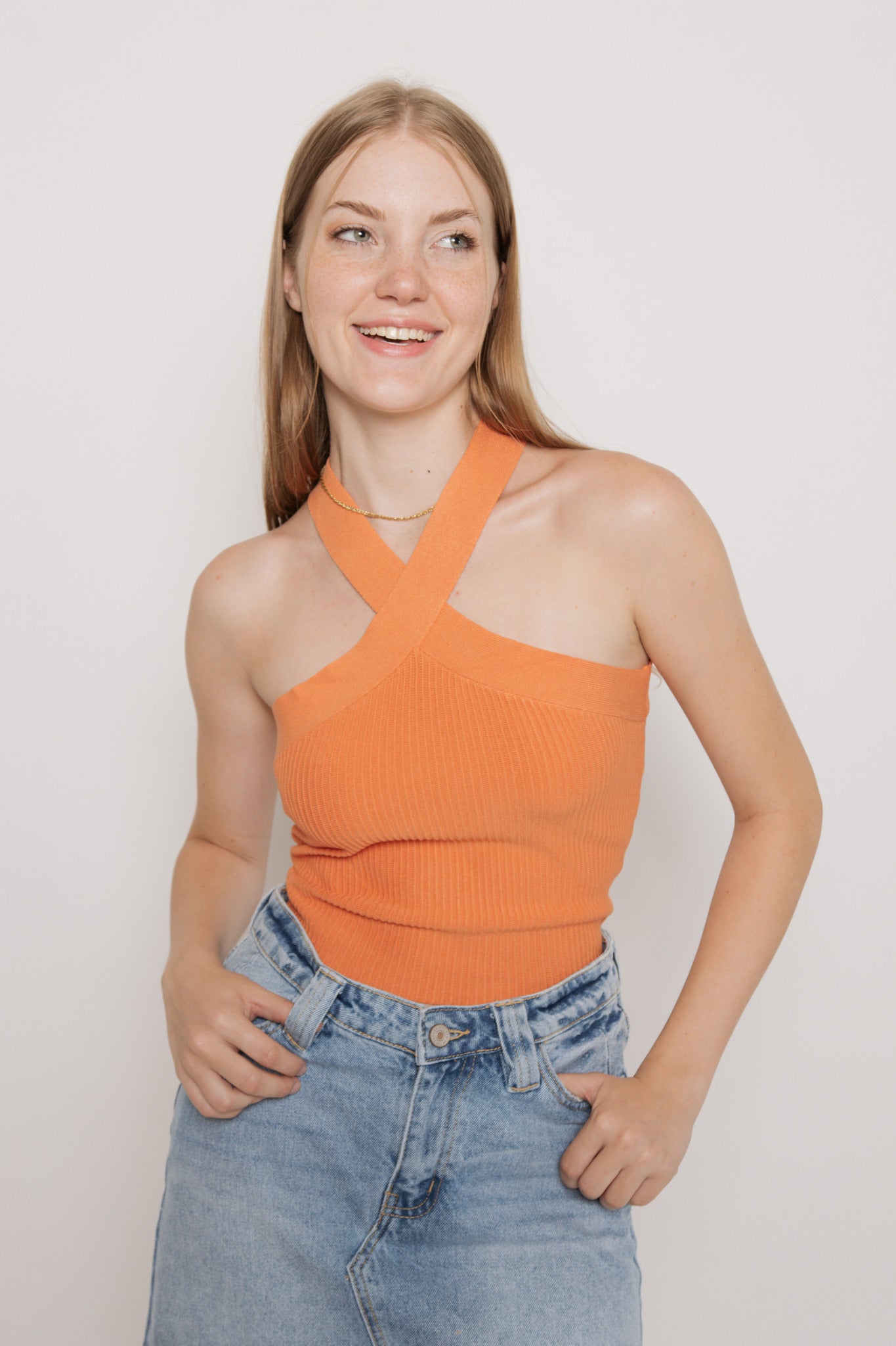 Crossing Lanes Top- Apricot