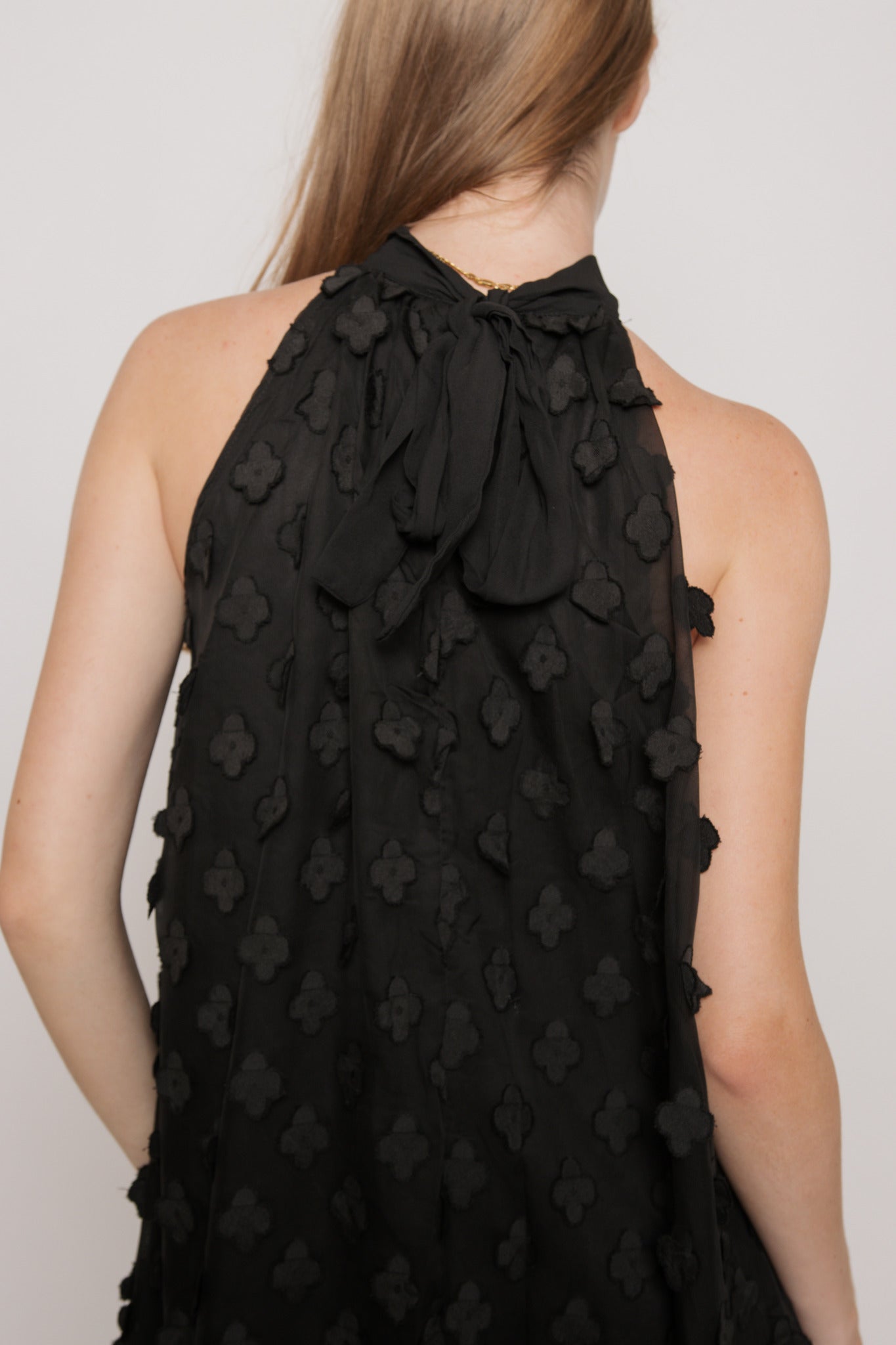 Flower Rush Detailed Black Dress