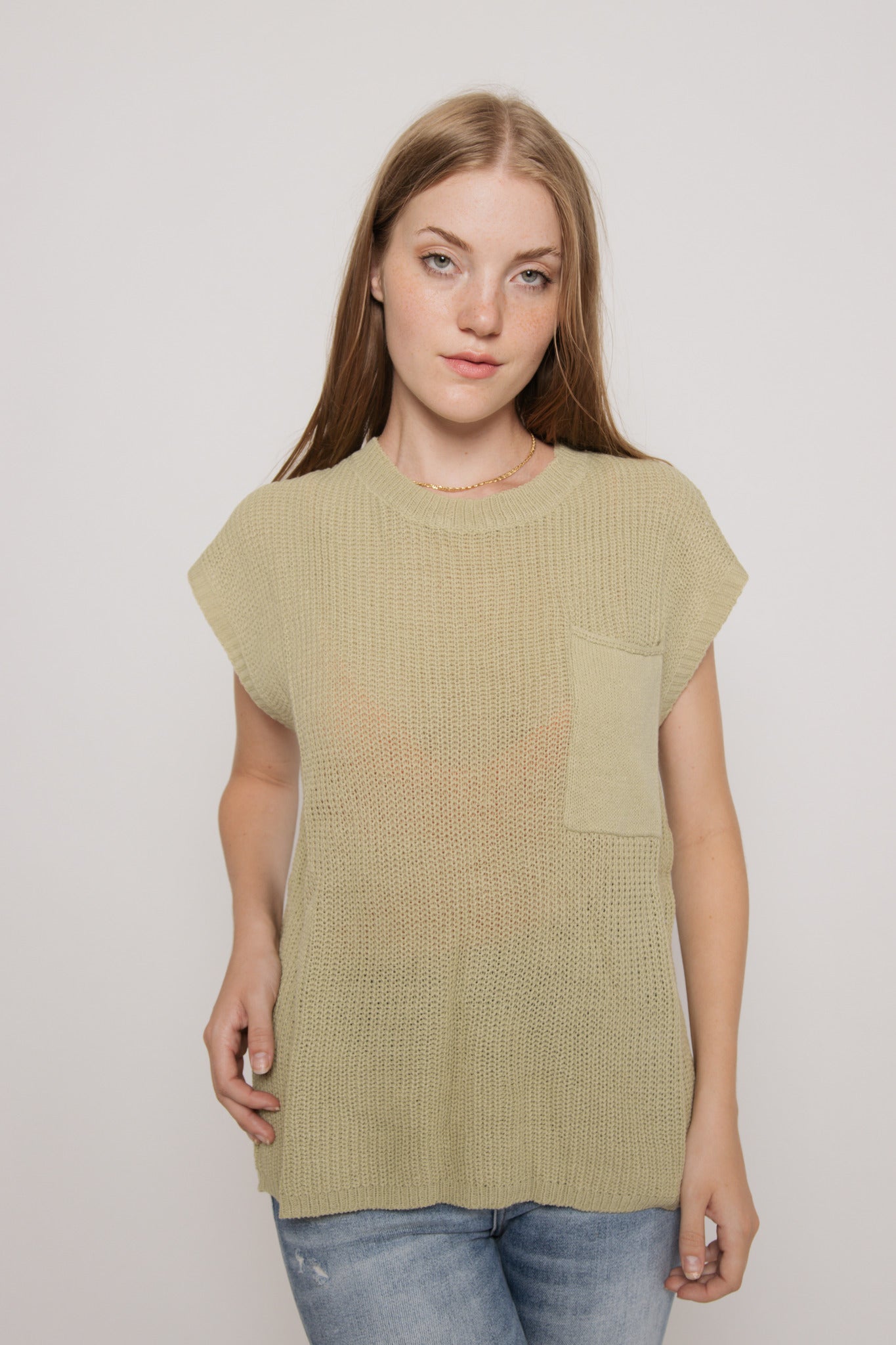 Knit Matcha Pocket Top