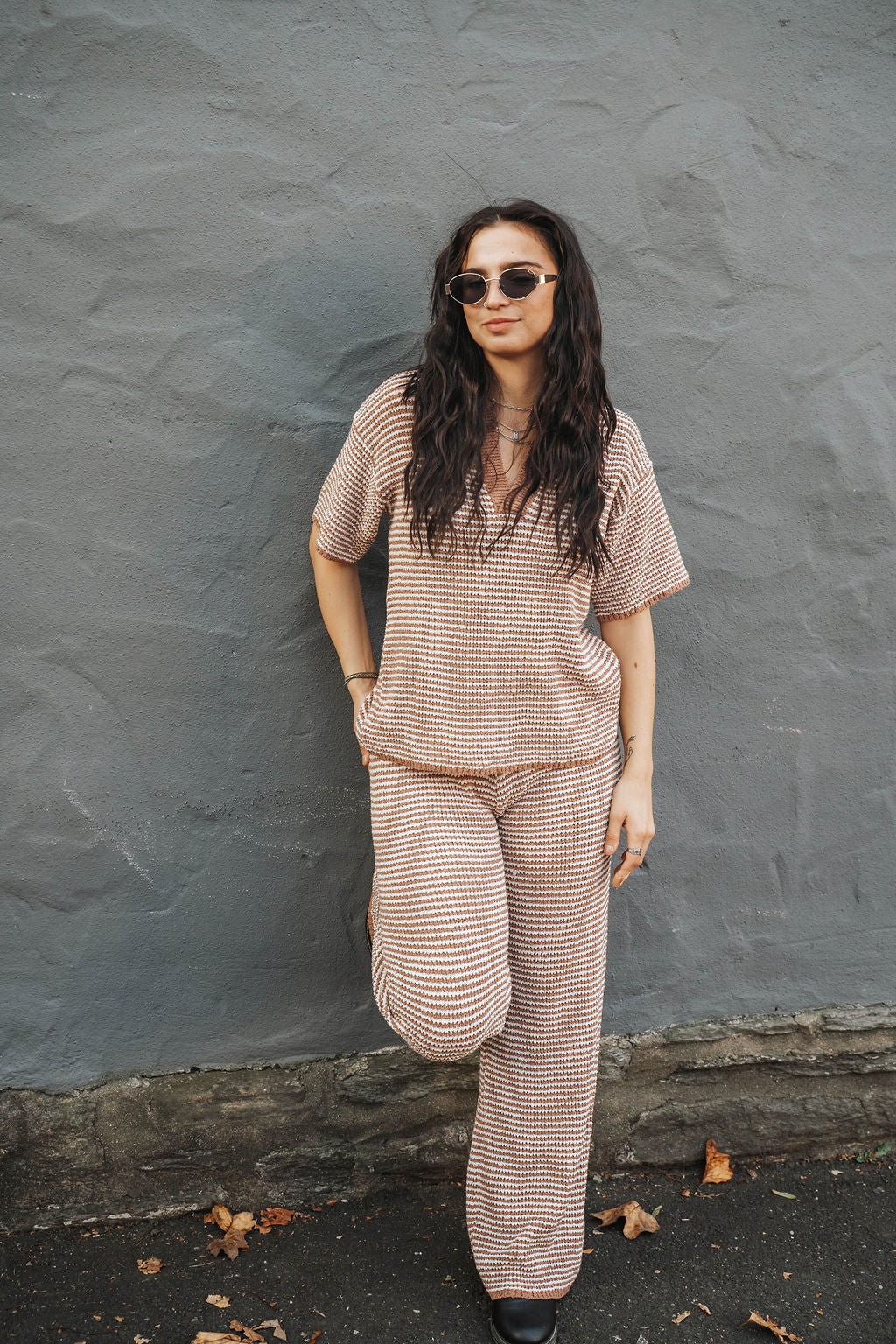 Sutton Knit Set- Mocha Cream