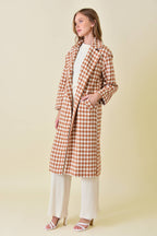 Rust Houndstooth Long Coat