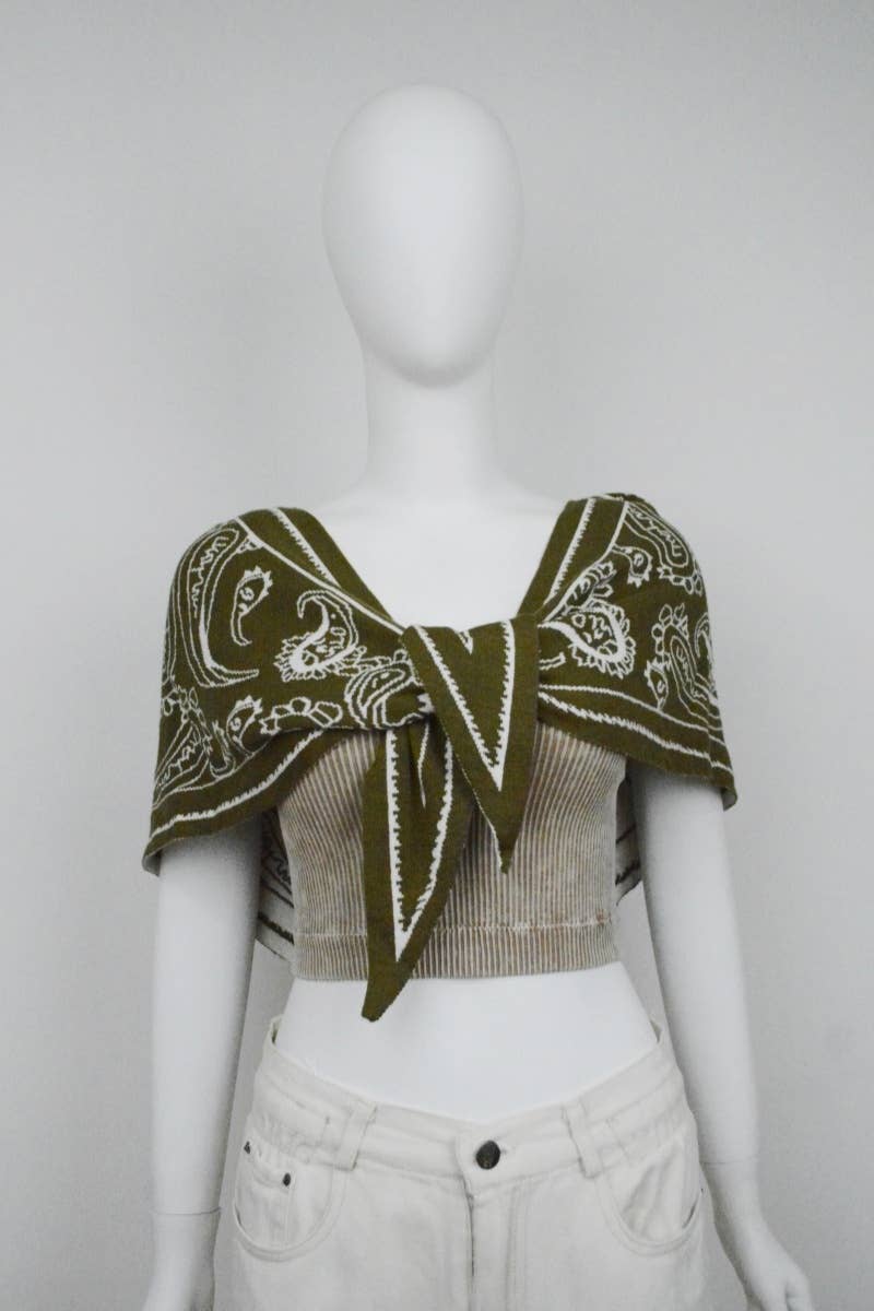 Paisley Knit Triangle Scarf Multi Wear Wrap