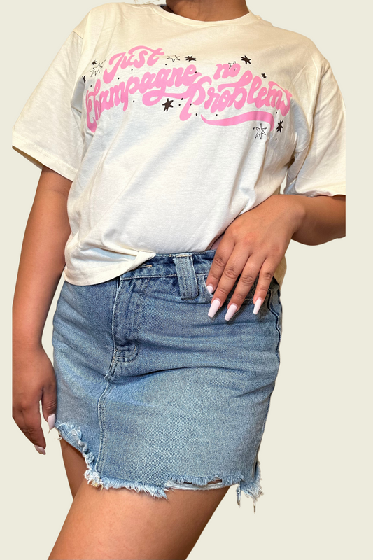 Champagne Problems Oversized Crop T-Shirt
