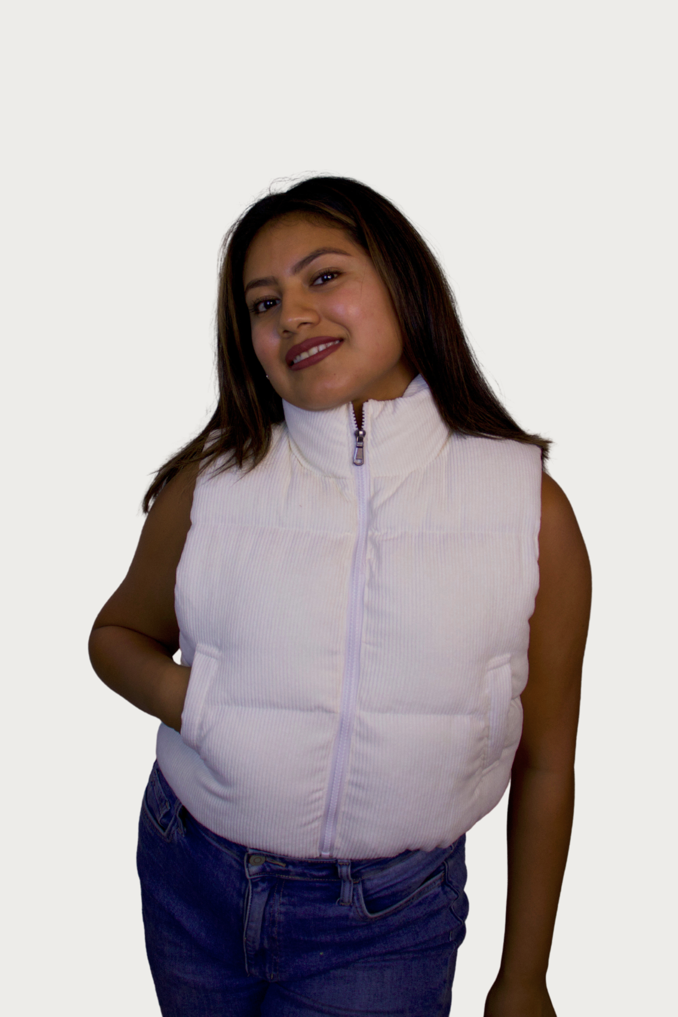 Sweet Cream Ribbed Puffer Vest
