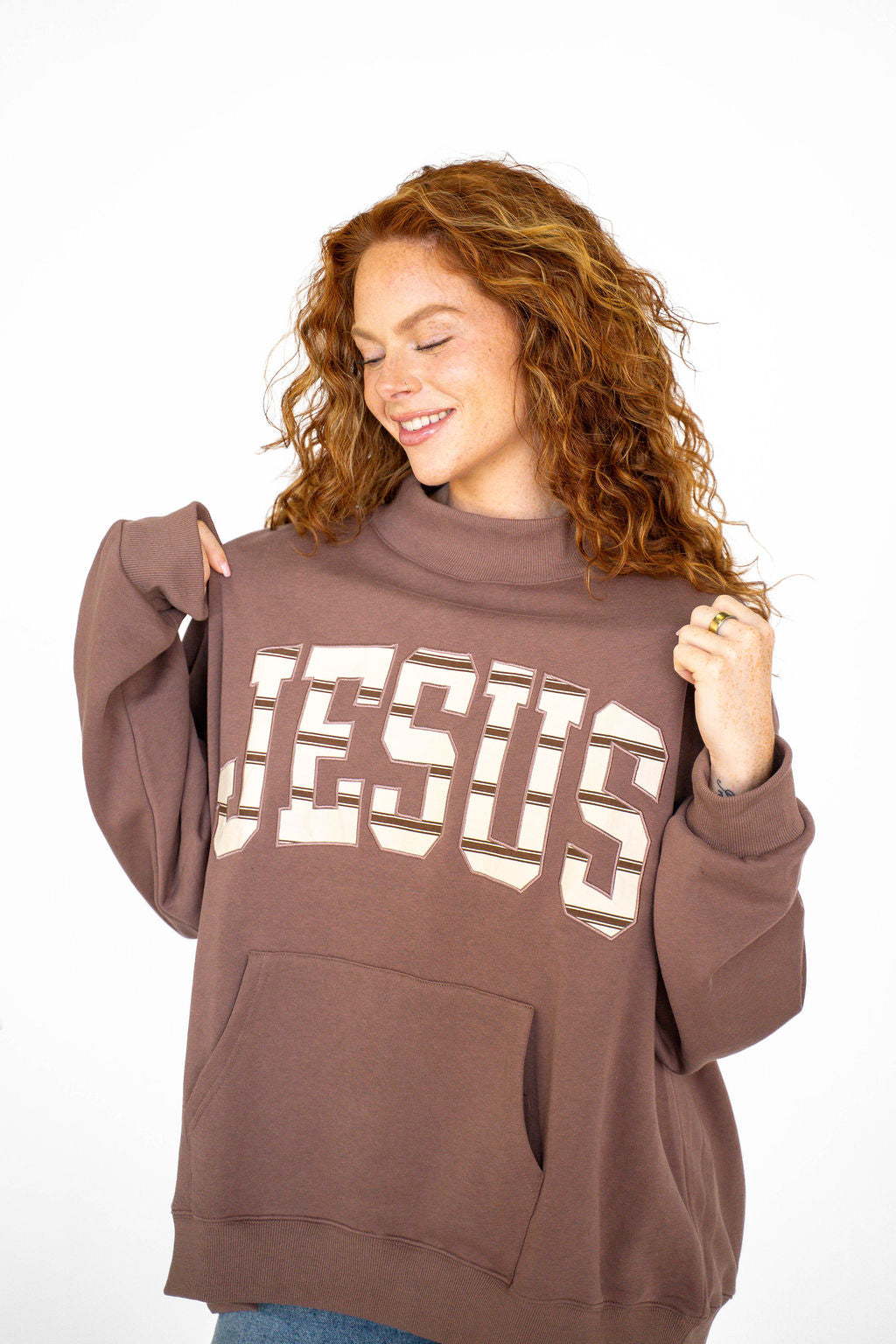 Jesus Stripe Pocket Mockneck