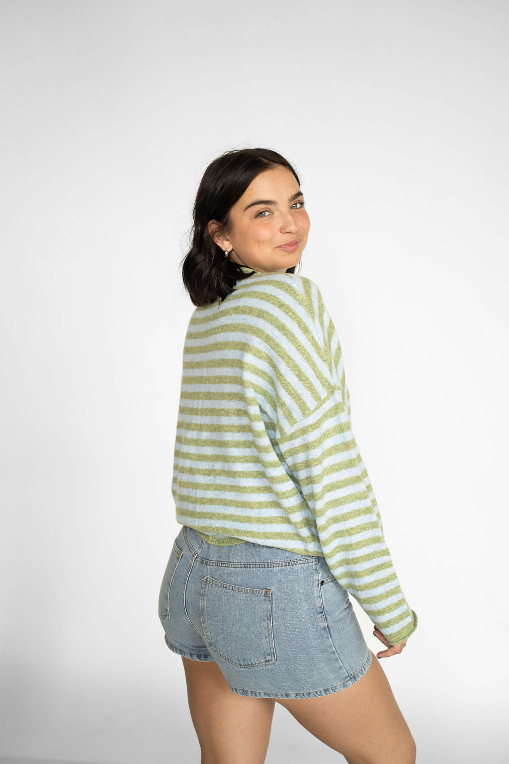 Sunlit Coast Stripe Cardigan – Matcha