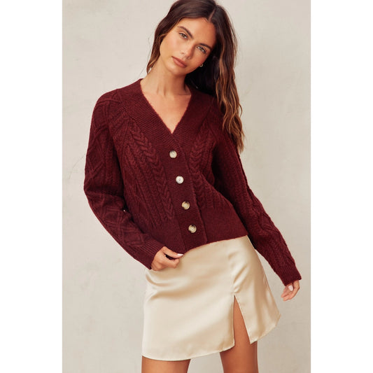 Burgundy Button Cardigan