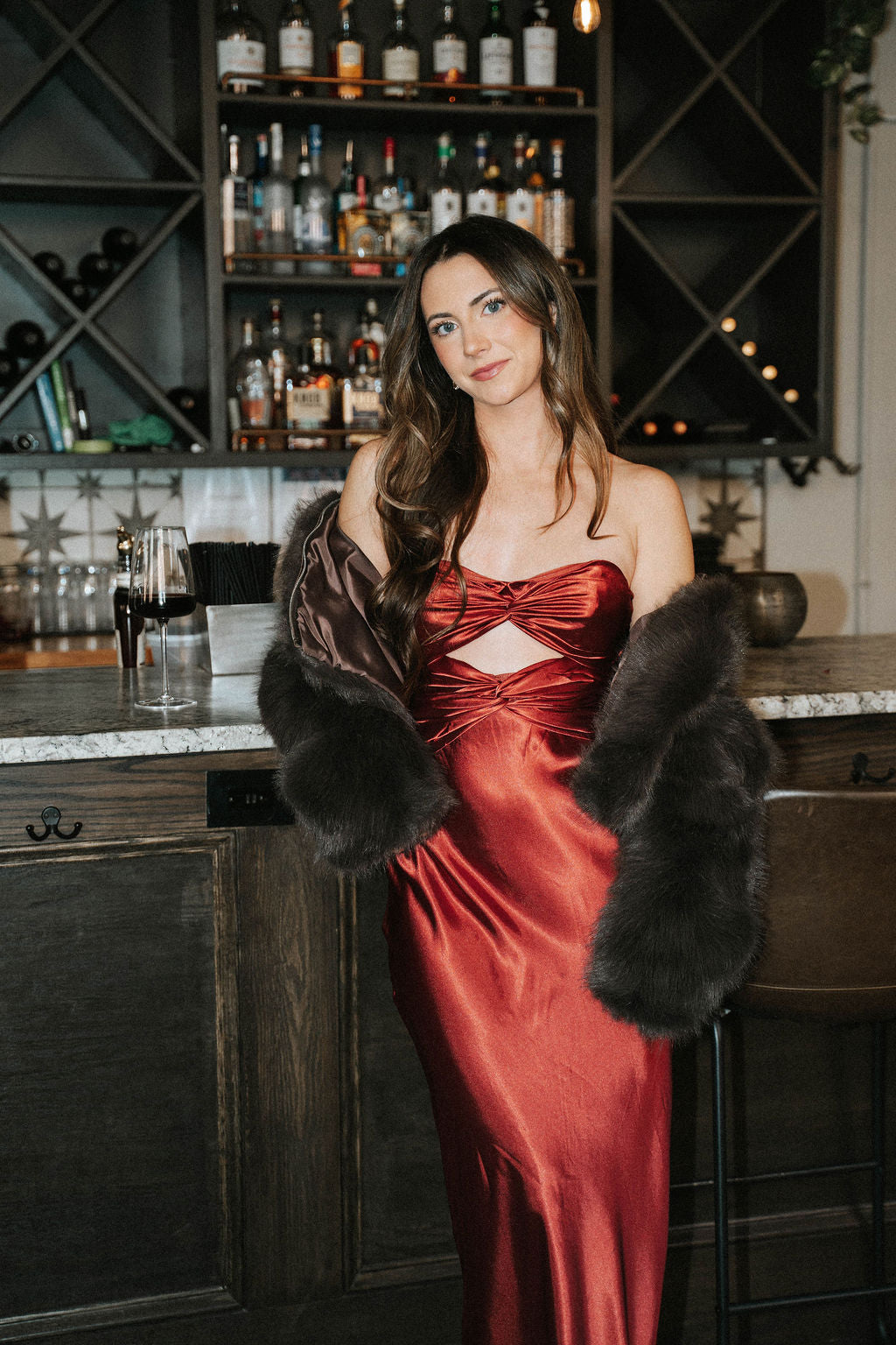 Marlowe Strapless Dress- Crimson Red