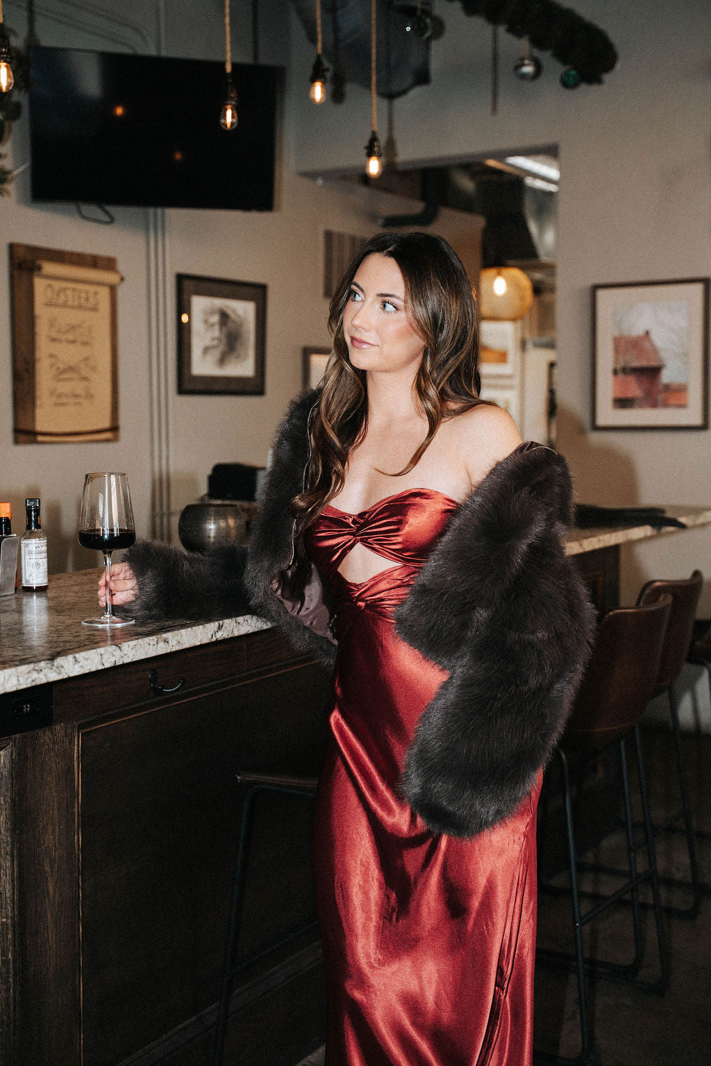 Marlowe Strapless Dress- Crimson Red