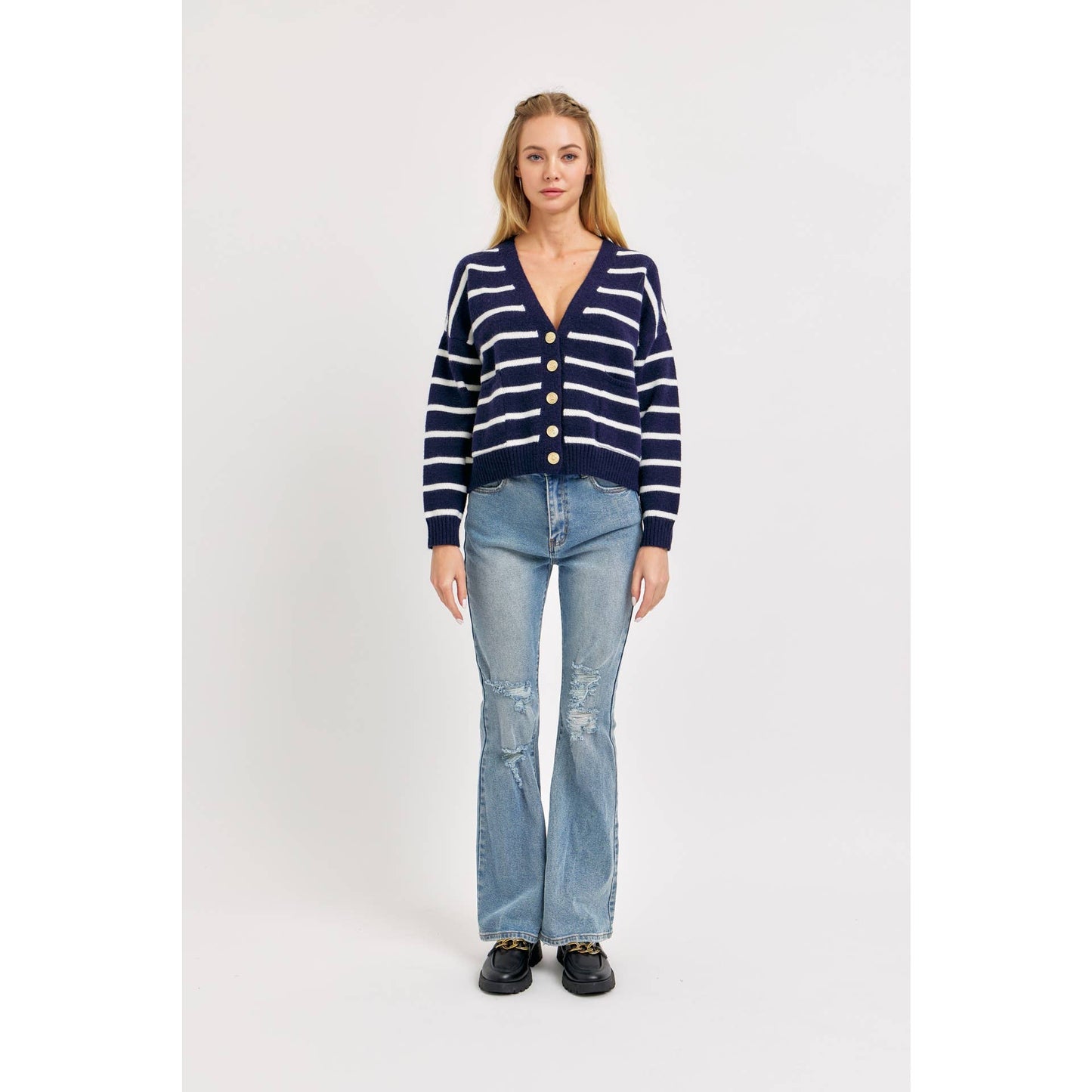 Navy Cardigan Sweater