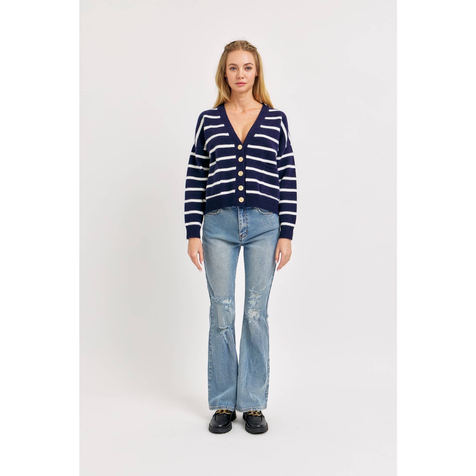 Navy Cardigan Sweater