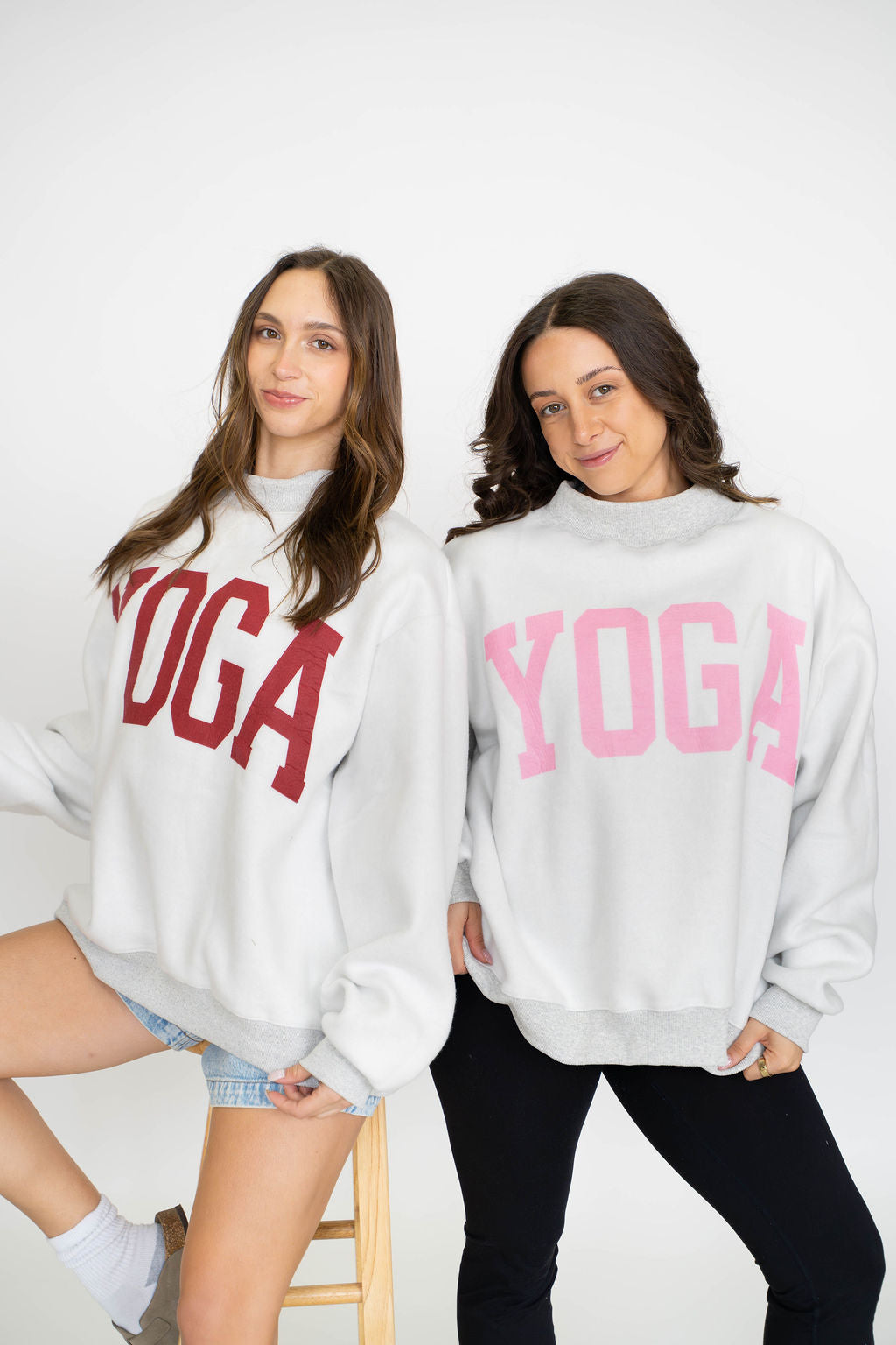 PILATES/YOGA Reversible Mockneck-Heather Grey/Pink