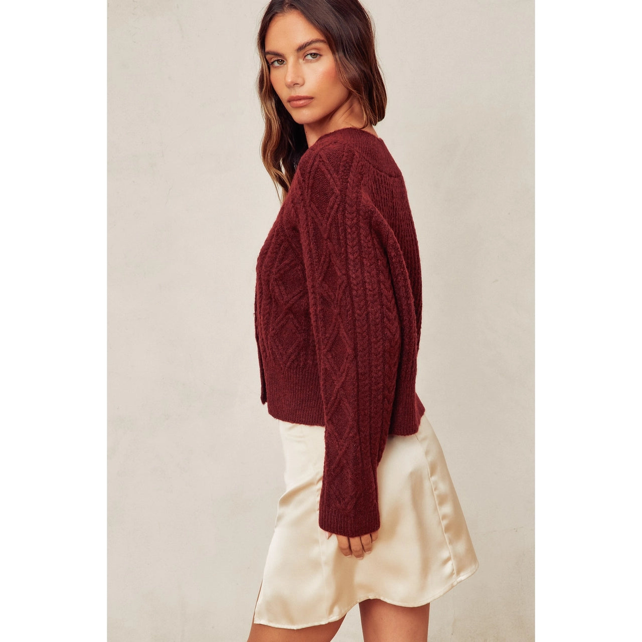 Burgundy Button Cardigan