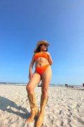 Orange Two Piece Ring Bikini Set