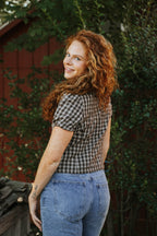 Wren Gingham Top- Chocolate