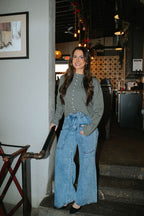 Midnight Lounge Stripe Henley Top-Aqua Blue/ Brown