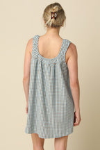 Seabreeze Gingham Shift Dress- Blue/Brown