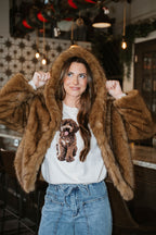 Après Midnight Hooded Faux Fur Jacket – Camel