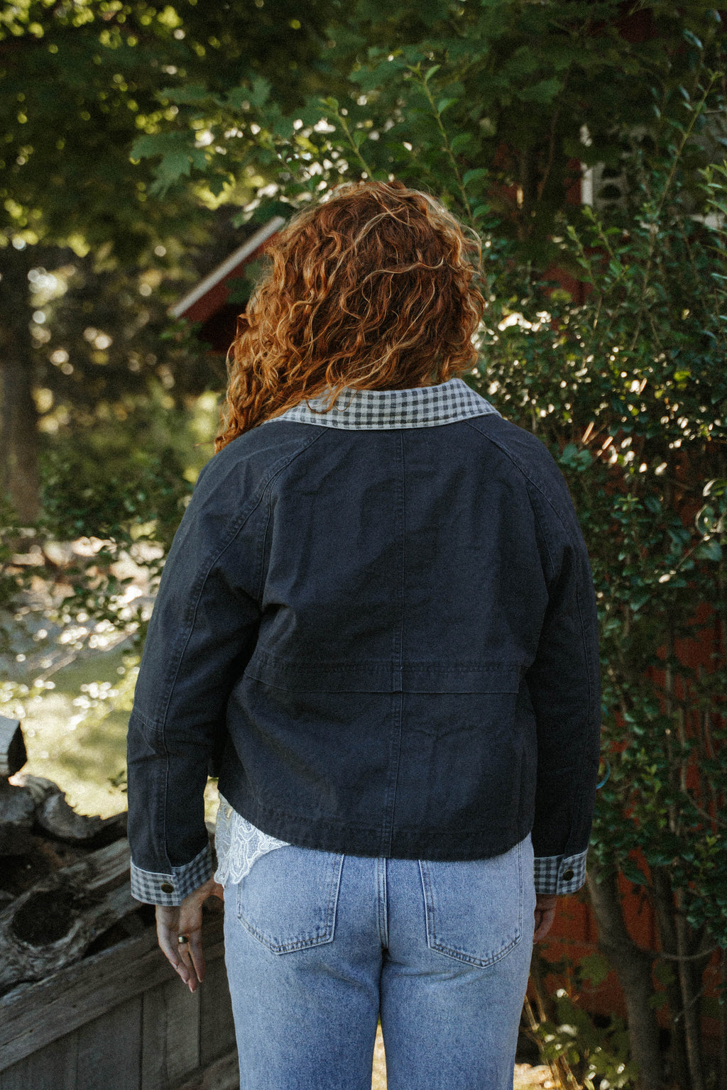 Hadley Gingham Jacket-Charcoal