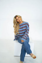 Coastal Stripe Cardigan- Blue