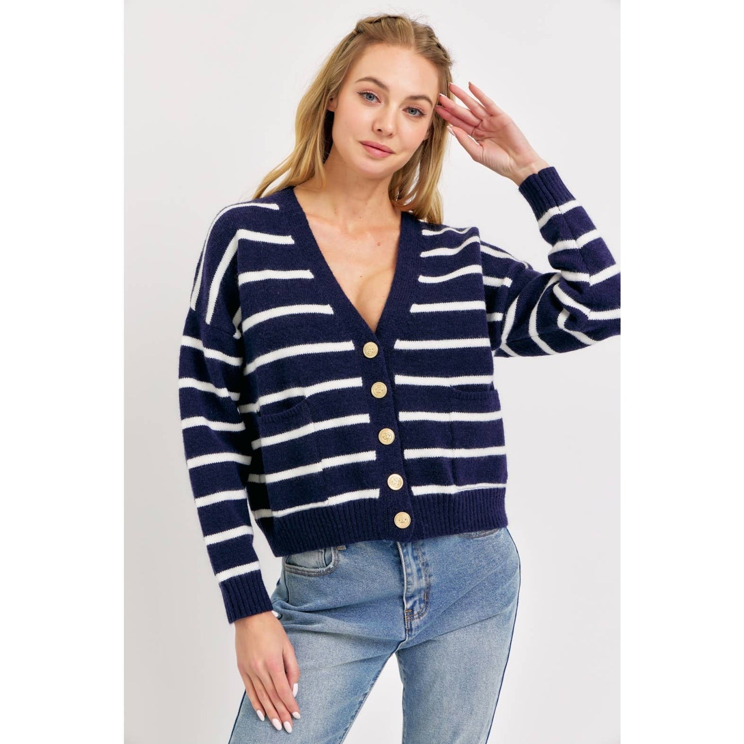 Navy Cardigan Sweater