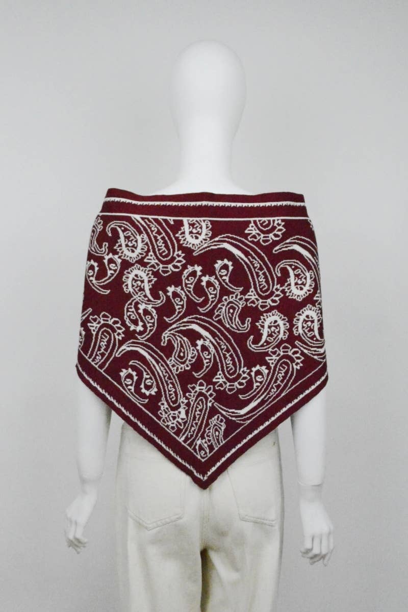 Paisley Knit Triangle Scarf Multi Wear Wrap