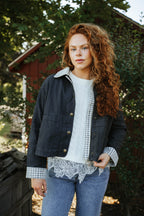 Hadley Gingham Jacket-Charcoal