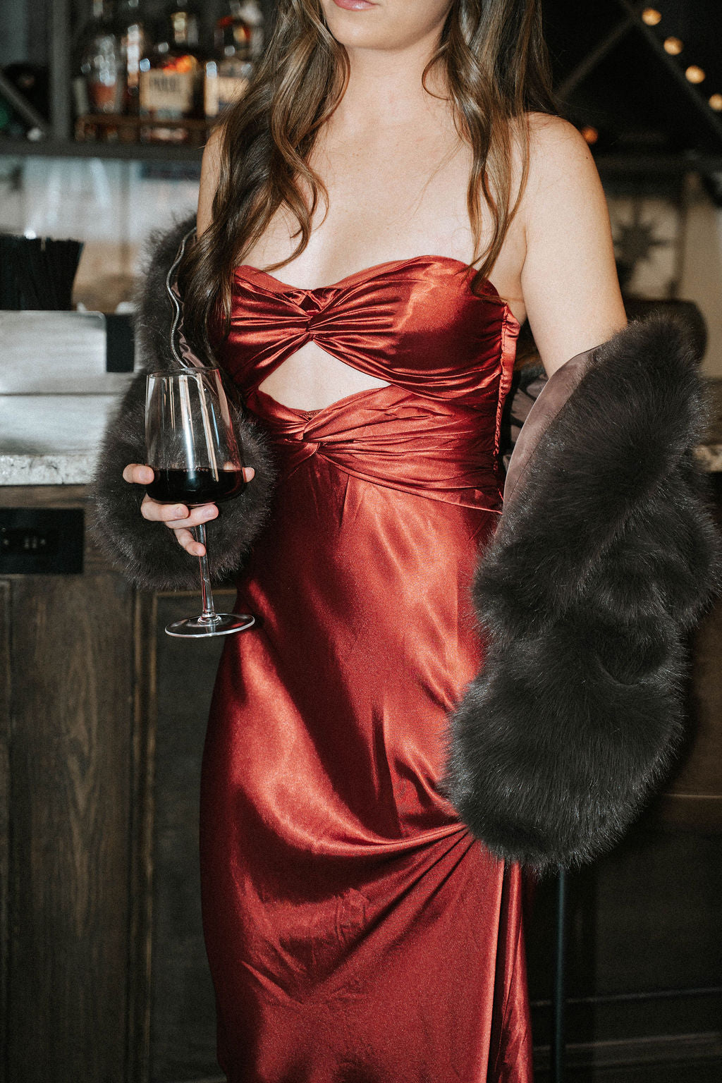 Marlowe Strapless Dress- Crimson Red