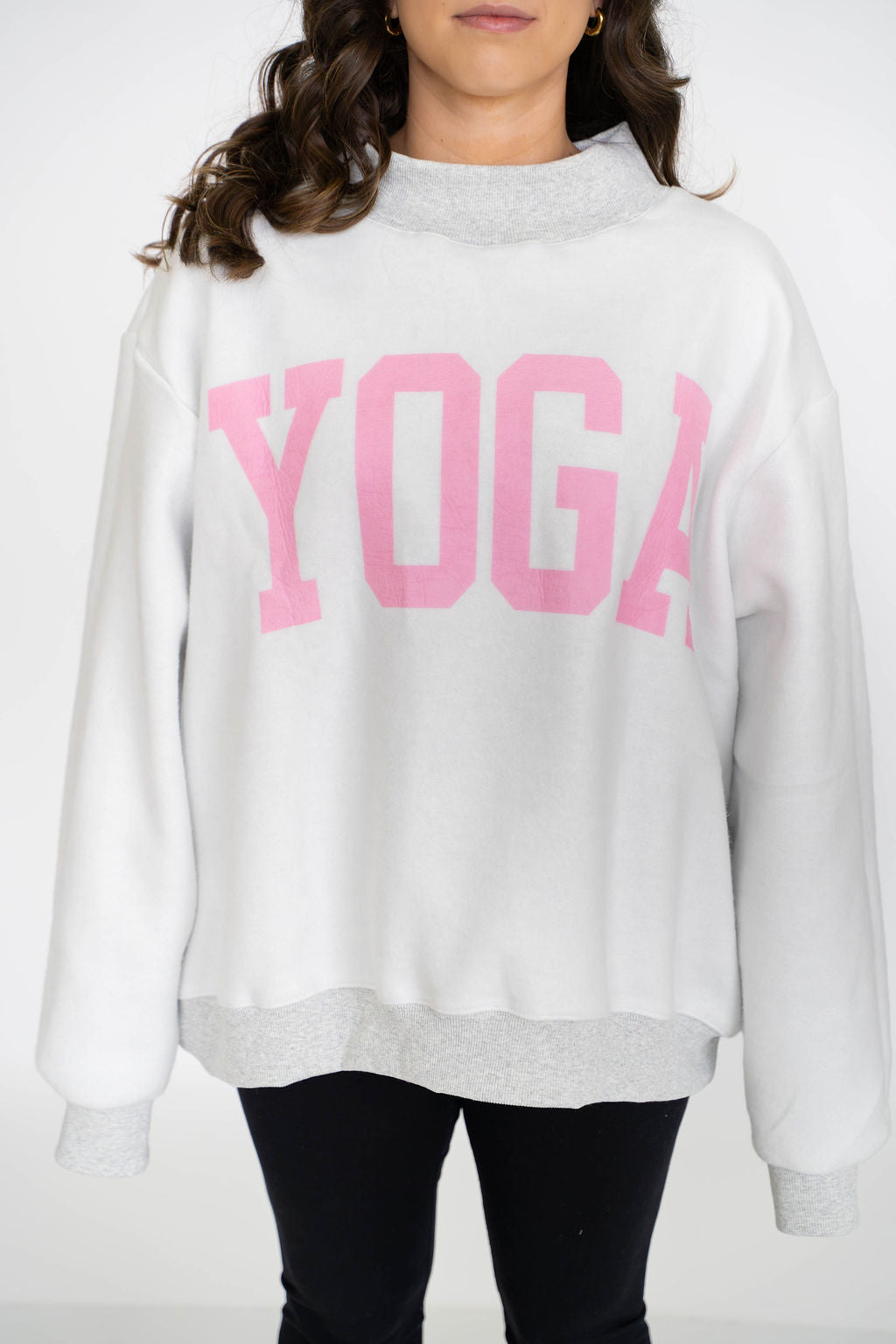 PILATES/YOGA Reversible Mockneck-Heather Grey/Pink