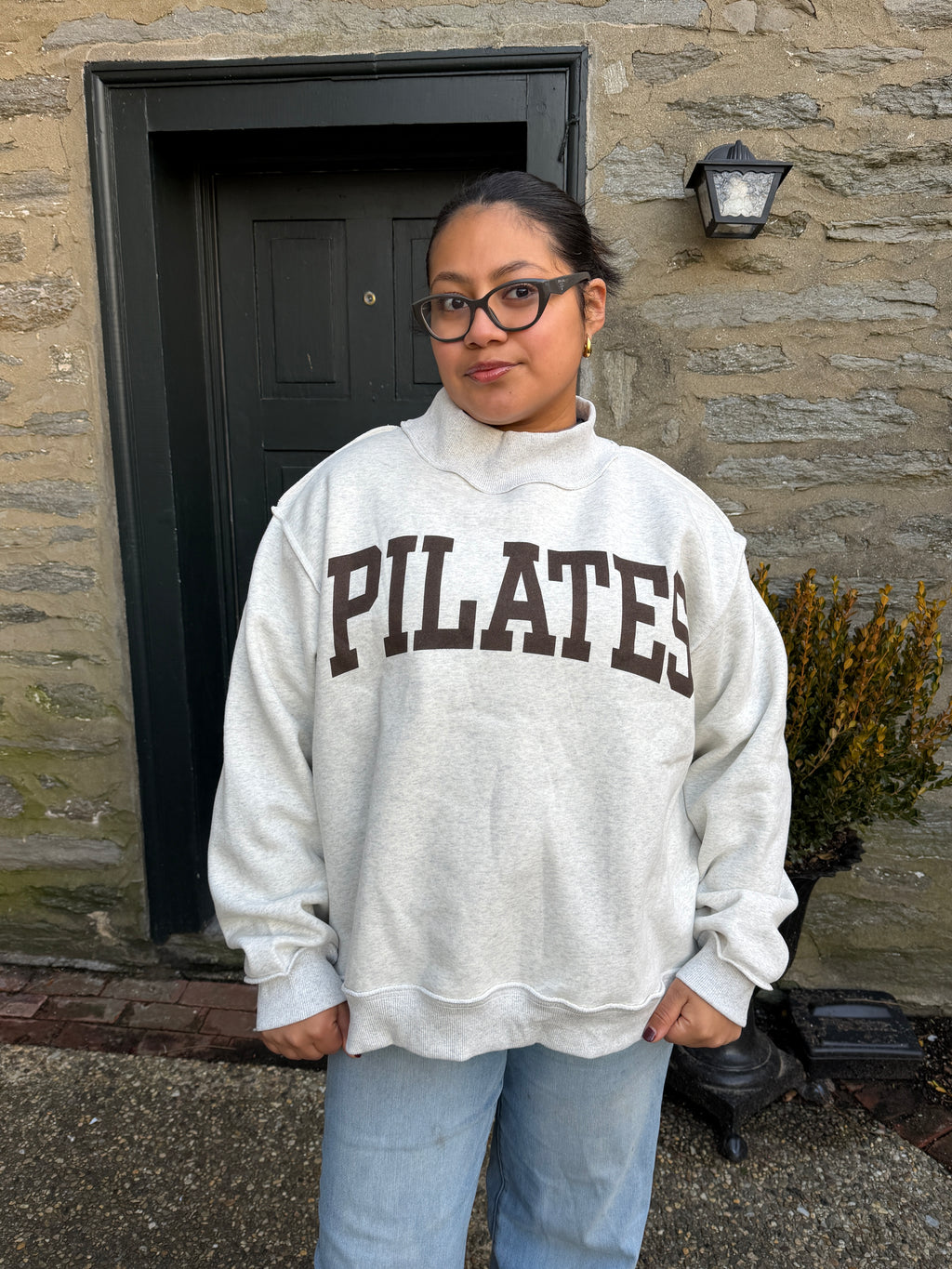 *PRE ORDER SHIPS 5/1*Pilates Reversible Mockneck- Mocha/Heather Grey