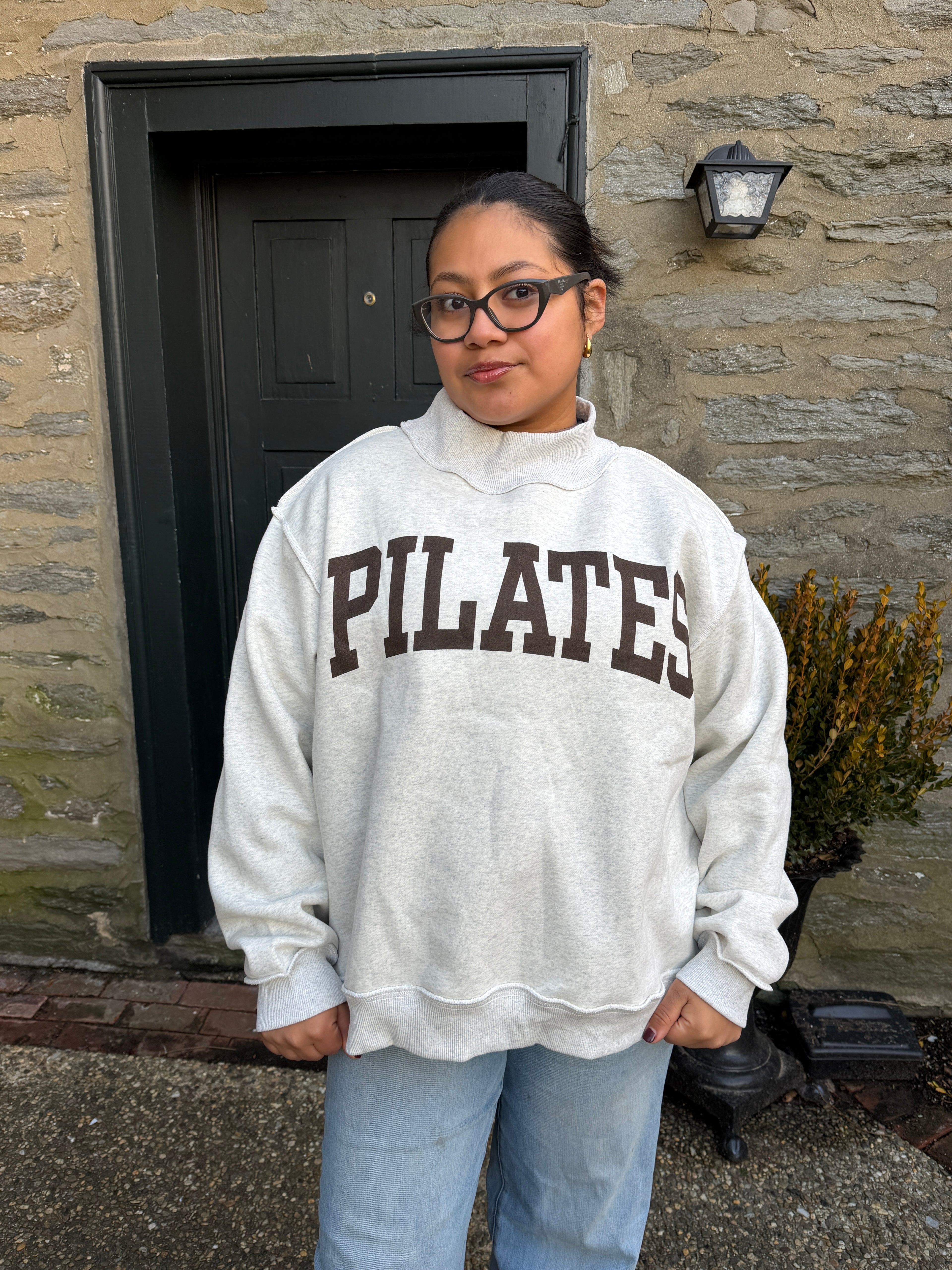 *PRE ORDER SHIPS 5/1*Pilates Reversible Mockneck- Mocha/Heather Grey