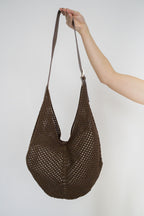 Shoreline Crochet Hobo Shoulder Bag- Dark Chocolate