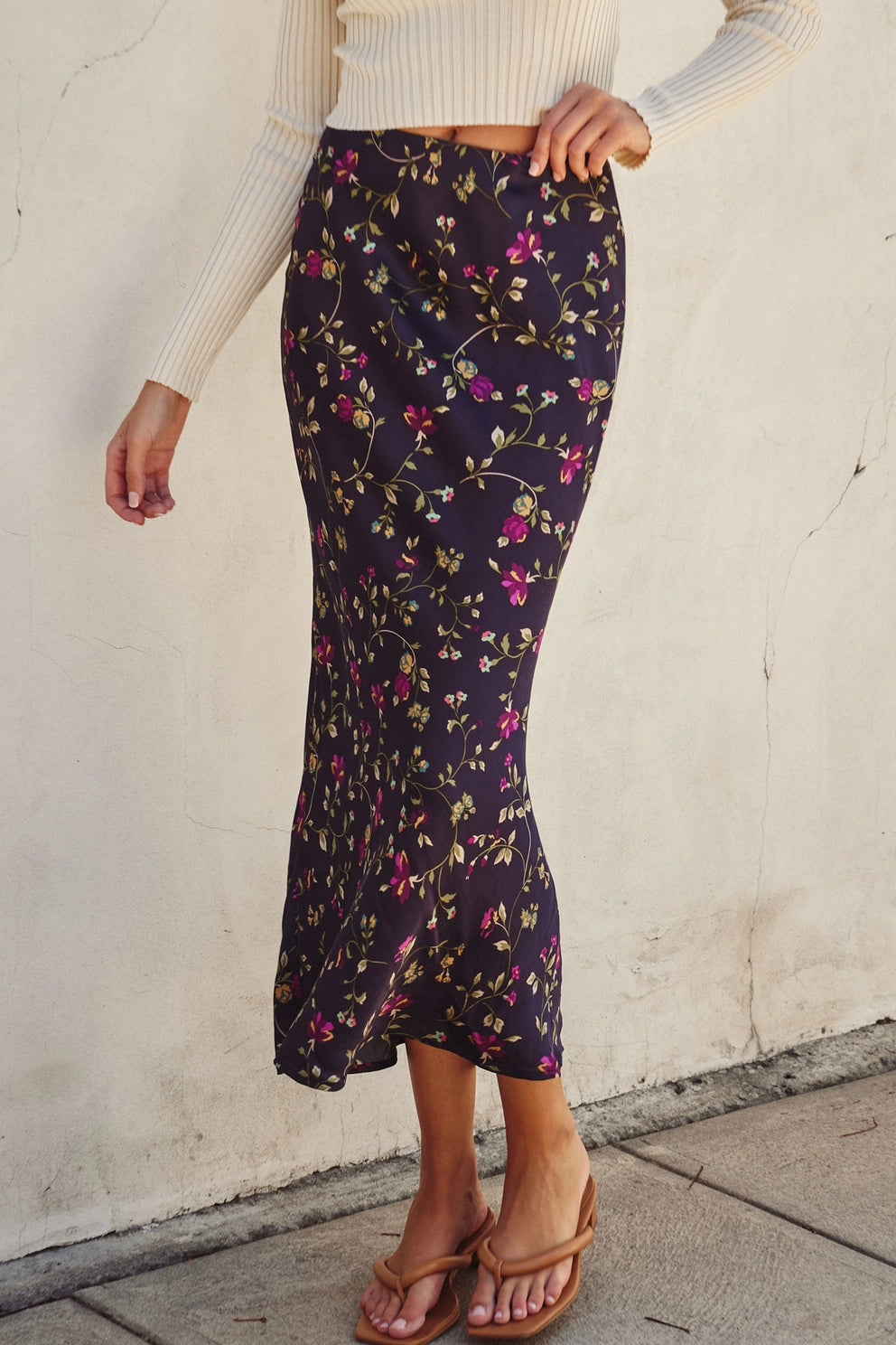 Midnight Floral Pull On Maxi Skirt