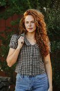 Wren Gingham Top- Chocolate