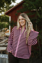 Berry Mocha Zip-Up Sweater