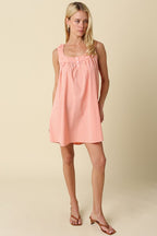 Seabreeze Gingham Shift Dress- Coral Pink
