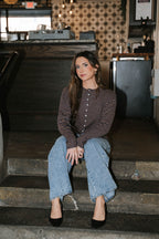 Midnight Lounge Stripe Henley Top-Navy/Mocha