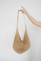 Shoreline Crochet Hobo Shoulder Bag- Sand