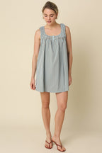 Seabreeze Gingham Shift Dress- Blue/Brown