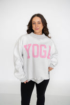 PILATES/YOGA Reversible Mockneck-Heather Grey/Pink